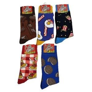 Sillies Socks Lot of 5 NWT Funny Foodie Foods Socks One Size Popcorn Spaghetti